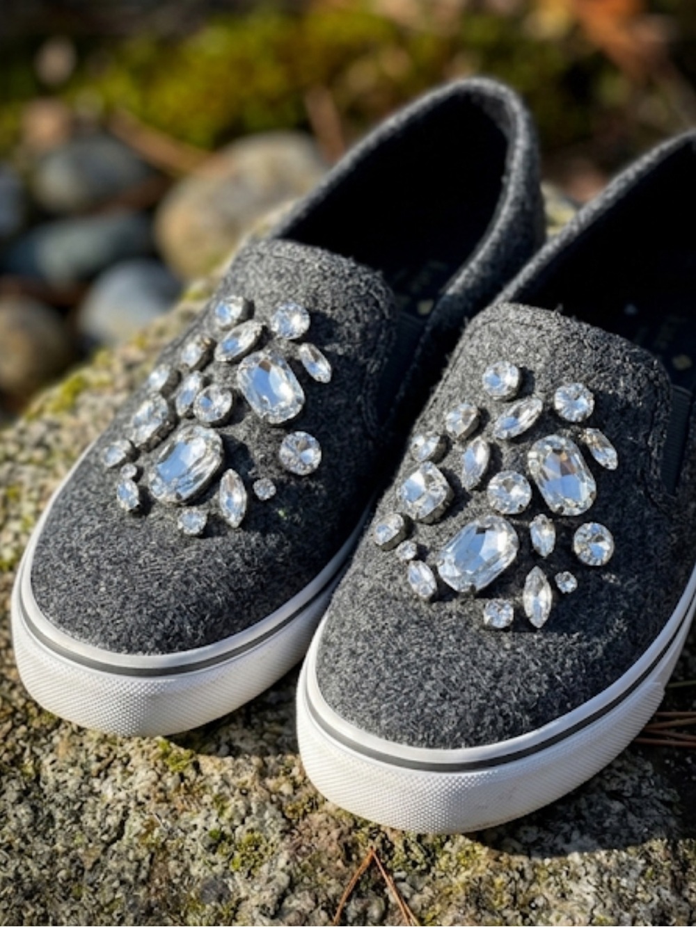 Kate Spade New York Grey Flannel Embellished Rhinestone Slip-On